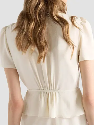 Prada Women's Embroidered Marocain Dress - Beige Khaki | Thumbnail 7 Prada Women's Embroidered Marocain Dress - Beige Khaki | Thumbnail 7