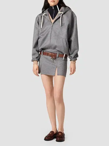 Miu Miu Women's Double Cashmere and Wool Mini Skirt - Grey | Thumbnail 2 Miu Miu Women's Double Cashmere and Wool Mini Skirt - Grey | Thumbnail 2