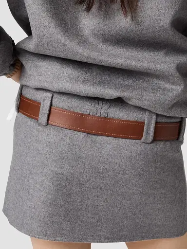 Miu Miu Women's Double Cashmere and Wool Mini Skirt - Grey | Thumbnail 5 Miu Miu Women's Double Cashmere and Wool Mini Skirt - Grey | Thumbnail 5