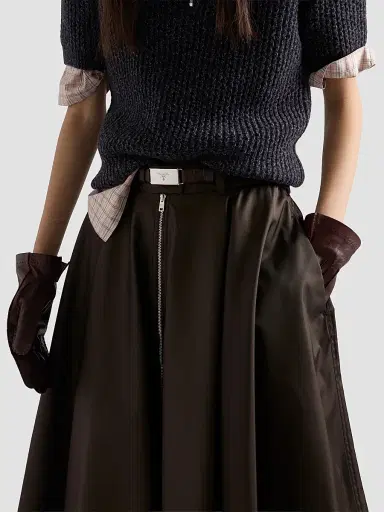 Prada Women's Nylon Skirt - Brown | Thumbnail 5 Prada Women's Nylon Skirt - Brown | Thumbnail 5