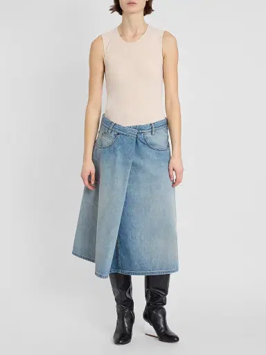 Maison Margiela Women's Wrap A-Line Denim Midi Skirt | Thumbnail 2 Maison Margiela Women's Wrap A-Line Denim Midi Skirt | Thumbnail 2