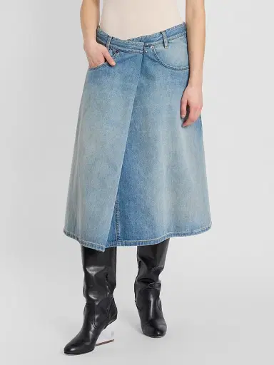 Maison Margiela Women's Wrap A-Line Denim Midi Skirt | Thumbnail 4 Maison Margiela Women's Wrap A-Line Denim Midi Skirt | Thumbnail 4