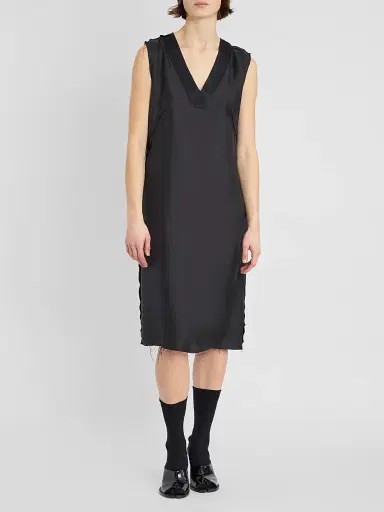 Maison Margiela Women's Silk V-Neck Knee-Length Dress | Thumbnail 2 Maison Margiela Women's Silk V-Neck Knee-Length Dress | Thumbnail 2