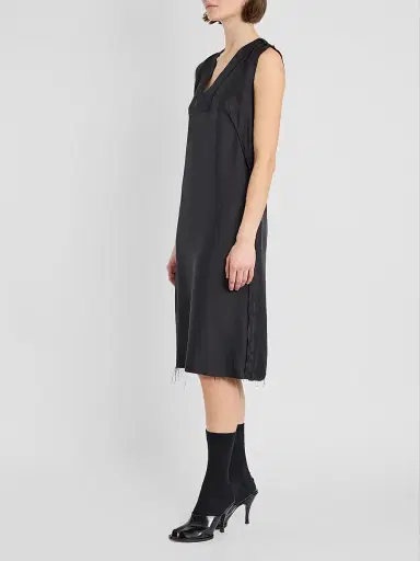Maison Margiela Women's Silk V-Neck Knee-Length Dress | Thumbnail 4 Maison Margiela Women's Silk V-Neck Knee-Length Dress | Thumbnail 4