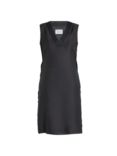 Maison Margiela Women's Silk V-Neck Knee-Length Dress | Thumbnail 1 Maison Margiela Women's Silk V-Neck Knee-Length Dress | Thumbnail 1
