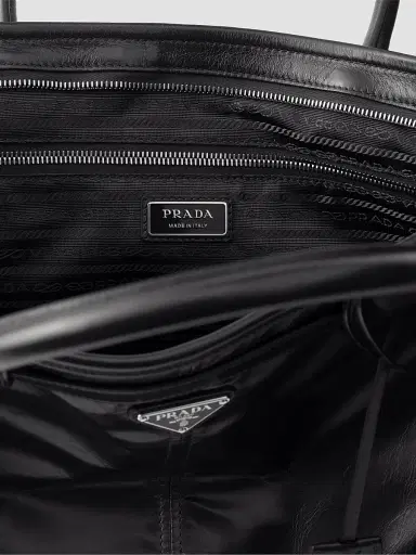 Prada Men's Bonnie Leather Tote Bag - Black | Thumbnail 4 Prada Men's Bonnie Leather Tote Bag - Black | Thumbnail 4