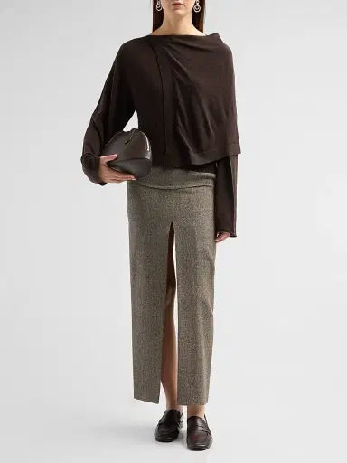 Rick Owens Women's Draped Wool Scarf Top - Grease | Thumbnail 2 Rick Owens Women's Draped Wool Scarf Top - Grease | Thumbnail 2