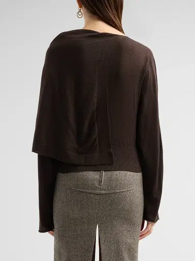 Rick Owens Women's Draped Wool Scarf Top - Grease | Thumbnail 3 Rick Owens Women's Draped Wool Scarf Top - Grease | Thumbnail 3