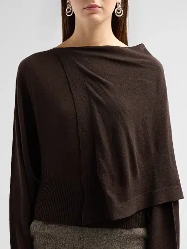 Rick Owens Women's Draped Wool Scarf Top - Grease | Thumbnail 5 Rick Owens Women's Draped Wool Scarf Top - Grease | Thumbnail 5