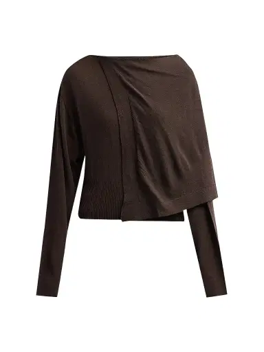Rick Owens Women's Draped Wool Scarf Top - Grease | Thumbnail 1 Rick Owens Women's Draped Wool Scarf Top - Grease | Thumbnail 1