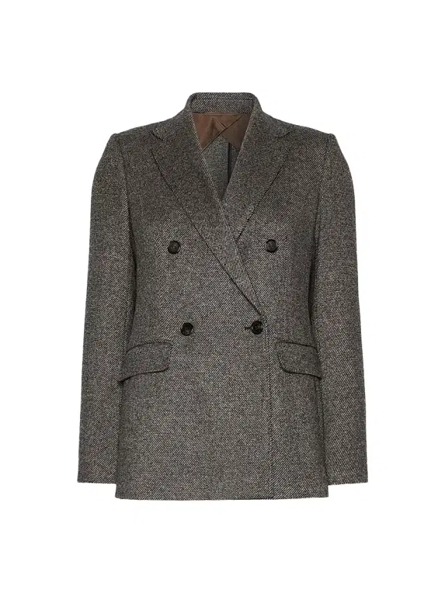 Women's Double Breasted Jacquard Jersey Blazer - Camel Women's Double Breasted Jacquard Jersey Blazer - Camel