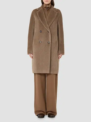 Max Mara Women's Alpaca and Wool Midi Coat - Honey | Thumbnail 2 Max Mara Women's Alpaca and Wool Midi Coat - Honey | Thumbnail 2