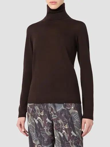 Max Mara Women's Wool Yarn Polo Neck Sweater - Dark Brown - Size XL | Thumbnail 3 Max Mara Women's Wool Yarn Polo Neck Sweater - Dark Brown - Size XL | Thumbnail 3