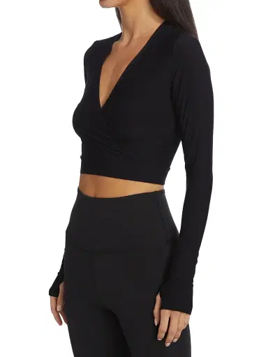 Commando Women's Wrap Long Sleeve Cropped Top - Black | Thumbnail 4 Commando Women's Wrap Long Sleeve Cropped Top - Black | Thumbnail 4