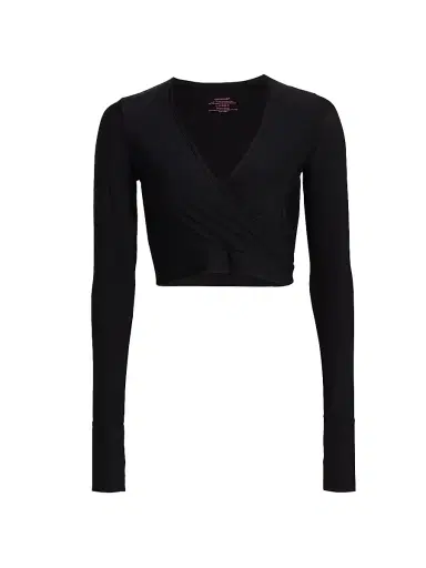 Commando Women's Wrap Long Sleeve Cropped Top - Black | Thumbnail 1 Commando Women's Wrap Long Sleeve Cropped Top - Black | Thumbnail 1
