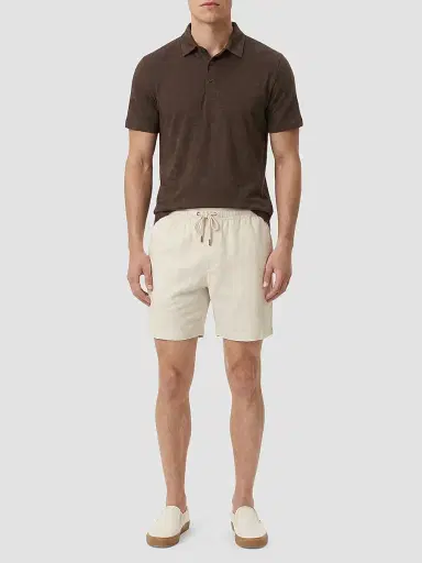 Onia Men's Stretch Linen-Blend Drawstring Shorts - Stone | Thumbnail 2 Onia Men's Stretch Linen-Blend Drawstring Shorts - Stone | Thumbnail 2
