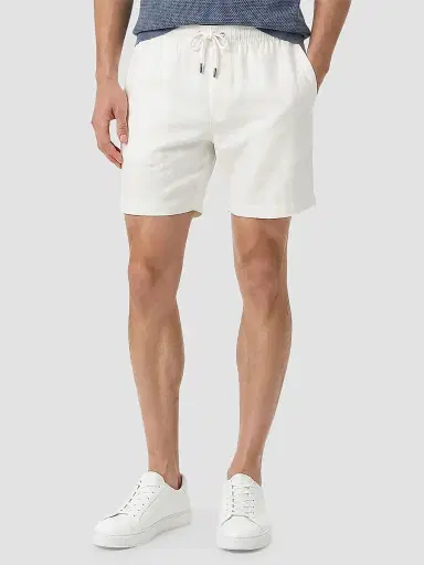 Onia Men's Stretch Linen-Blend Drawstring Shorts - White | Thumbnail 2 Onia Men's Stretch Linen-Blend Drawstring Shorts - White | Thumbnail 2