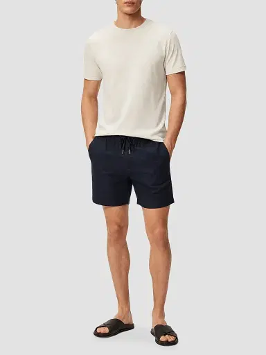 Onia Men's Stretch Linen-Blend Drawstring Shorts - Midnight | Thumbnail 2 Onia Men's Stretch Linen-Blend Drawstring Shorts - Midnight | Thumbnail 2