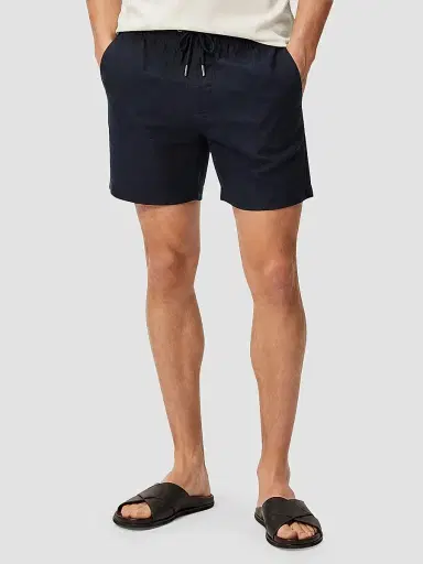 Onia Men's Stretch Linen-Blend Drawstring Shorts - Midnight | Thumbnail 3 Onia Men's Stretch Linen-Blend Drawstring Shorts - Midnight | Thumbnail 3