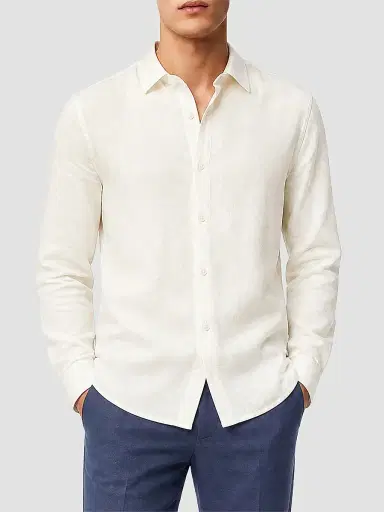 Onia Men's Stretch Linen-Blend Shirt - White | Thumbnail 3 Onia Men's Stretch Linen-Blend Shirt - White | Thumbnail 3