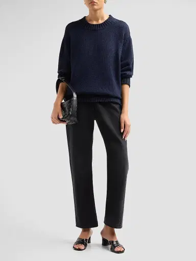 L'Agence Women's Loden Cotton Crewneck Sweater | Thumbnail 2 L'Agence Women's Loden Cotton Crewneck Sweater | Thumbnail 2