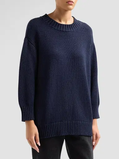 L'Agence Women's Loden Cotton Crewneck Sweater | Thumbnail 4 L'Agence Women's Loden Cotton Crewneck Sweater | Thumbnail 4