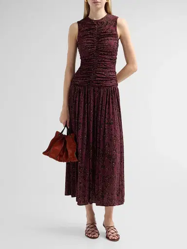 Ulla Johnson Women's Elora Ruched Floral Jersey Midi Dress | Thumbnail 2 Ulla Johnson Women's Elora Ruched Floral Jersey Midi Dress | Thumbnail 2