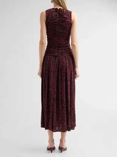 Ulla Johnson Women's Elora Ruched Floral Jersey Midi Dress | Thumbnail 3 Ulla Johnson Women's Elora Ruched Floral Jersey Midi Dress | Thumbnail 3