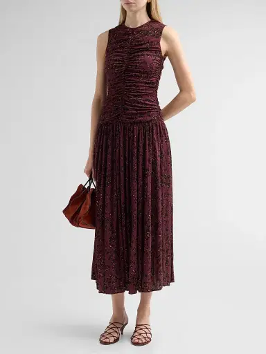 Ulla Johnson Women's Elora Ruched Floral Jersey Midi Dress | Thumbnail 4 Ulla Johnson Women's Elora Ruched Floral Jersey Midi Dress | Thumbnail 4