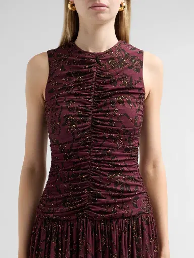 Ulla Johnson Women's Elora Ruched Floral Jersey Midi Dress | Thumbnail 5 Ulla Johnson Women's Elora Ruched Floral Jersey Midi Dress | Thumbnail 5