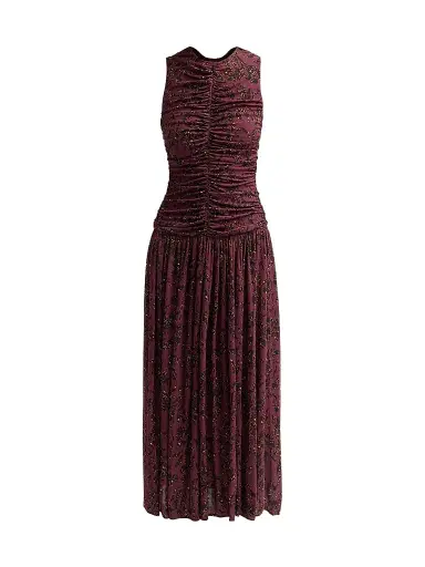 Ulla Johnson Women's Elora Ruched Floral Jersey Midi Dress | Thumbnail 1 Ulla Johnson Women's Elora Ruched Floral Jersey Midi Dress | Thumbnail 1