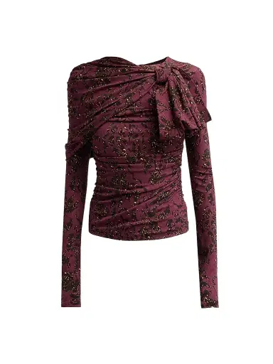 Ulla Johnson Women's Neema Printed Draped Jersey Top | Thumbnail 1 Ulla Johnson Women's Neema Printed Draped Jersey Top | Thumbnail 1
