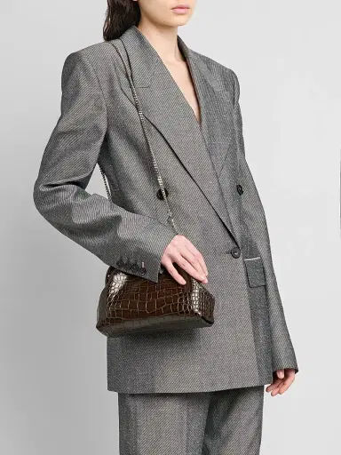 Stella McCartney Women's Falabella Croc-Embossed Clutch - Coffee | Thumbnail 2 Stella McCartney Women's Falabella Croc-Embossed Clutch - Coffee | Thumbnail 2