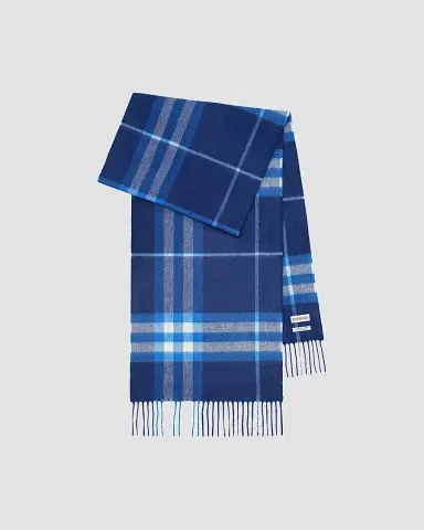 Burberry Men's Check Cashmere Scarf - Torrent Blue | Thumbnail 2 Burberry Men's Check Cashmere Scarf - Torrent Blue | Thumbnail 2