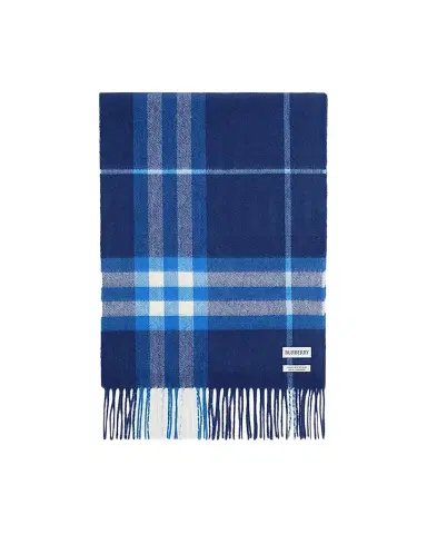 Burberry Men's Check Cashmere Scarf - Torrent Blue | Thumbnail 1 Burberry Men's Check Cashmere Scarf - Torrent Blue | Thumbnail 1