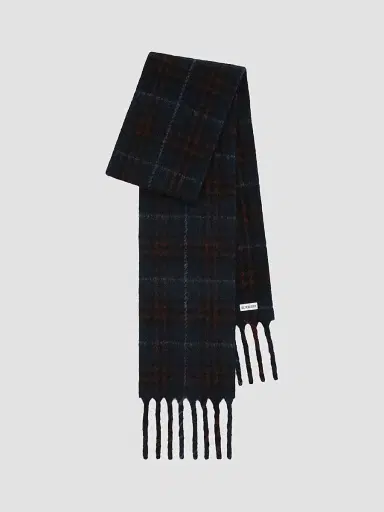 Burberry Men's Narrow Check Alpaca-Wool-Blend Scarf - Midnight Blue | Thumbnail 2 Burberry Men's Narrow Check Alpaca-Wool-Blend Scarf - Midnight Blue | Thumbnail 2