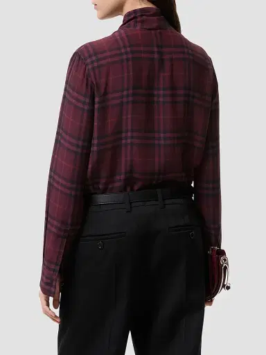 Burberry Women's Rhiannon Checked Silk Blouse - Acer Purple | Thumbnail 3 Burberry Women's Rhiannon Checked Silk Blouse - Acer Purple | Thumbnail 3
