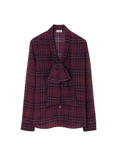 Burberry Women's Rhiannon Checked Silk Blouse - Acer Purple | Thumbnail 1 Burberry Women's Rhiannon Checked Silk Blouse - Acer Purple | Thumbnail 1