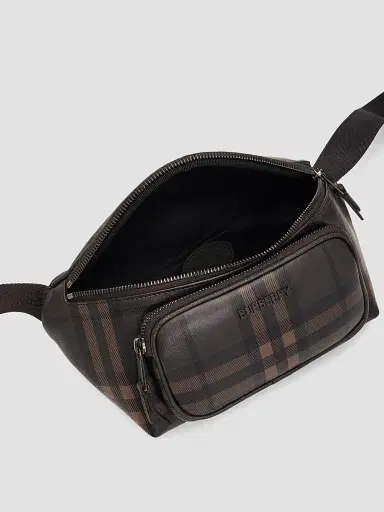 Burberry Men's City Check Belt Bag - Dark Brown | Thumbnail 4 Burberry Men's City Check Belt Bag - Dark Brown | Thumbnail 4