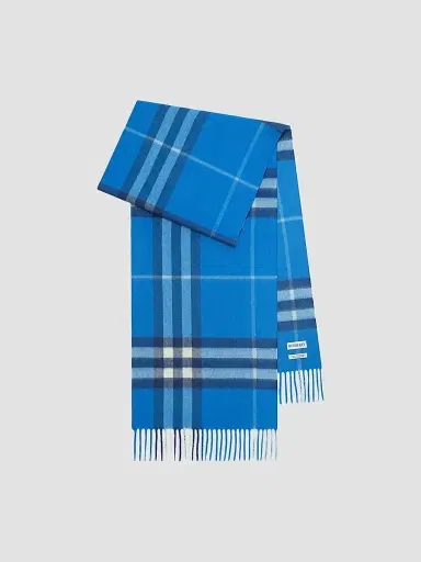 Burberry Men's Check Cashmere Scarf - Lido Blue | Thumbnail 2 Burberry Men's Check Cashmere Scarf - Lido Blue | Thumbnail 2