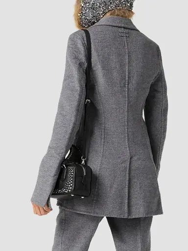 Miu Miu Women's Single-Breasted Double Wool Jacket - Grey | Thumbnail 4 Miu Miu Women's Single-Breasted Double Wool Jacket - Grey | Thumbnail 4