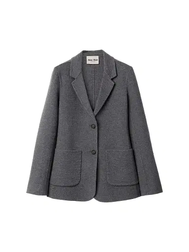 Miu Miu Women's Single-Breasted Double Wool Jacket - Grey | Thumbnail 1 Miu Miu Women's Single-Breasted Double Wool Jacket - Grey | Thumbnail 1