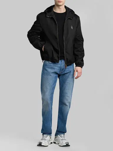 Versace Men's Nylon Twill Hooded Jacket - Black | Thumbnail 2 Versace Men's Nylon Twill Hooded Jacket - Black | Thumbnail 2