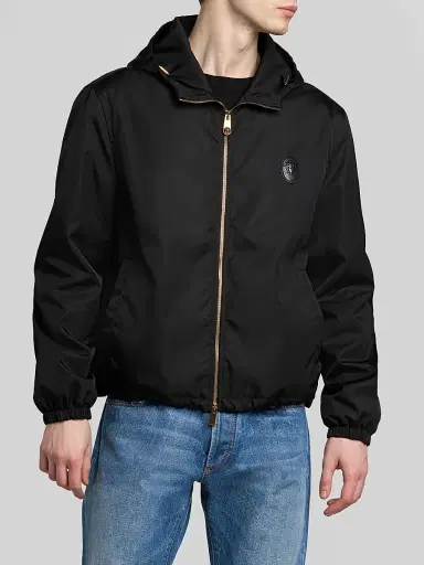 Versace Men's Nylon Twill Hooded Jacket - Black | Thumbnail 6 Versace Men's Nylon Twill Hooded Jacket - Black | Thumbnail 6