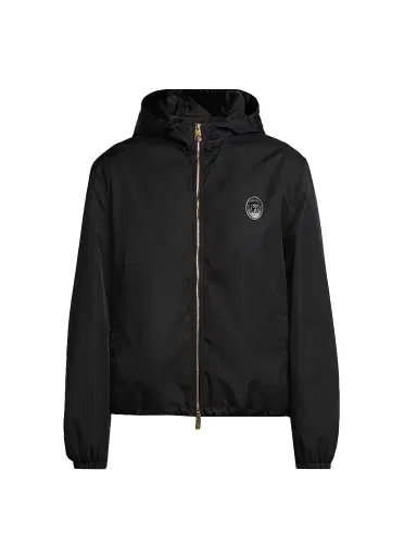 Versace Men's Nylon Twill Hooded Jacket - Black | Thumbnail 1 Versace Men's Nylon Twill Hooded Jacket - Black | Thumbnail 1