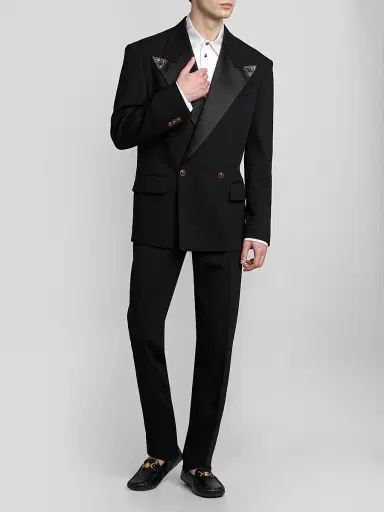 Versace Men's Embellished Stretch Wool Evening Jacket - Black | Thumbnail 2 Versace Men's Embellished Stretch Wool Evening Jacket - Black | Thumbnail 2
