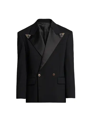 Versace Men's Embellished Stretch Wool Evening Jacket - Black | Thumbnail 1 Versace Men's Embellished Stretch Wool Evening Jacket - Black | Thumbnail 1