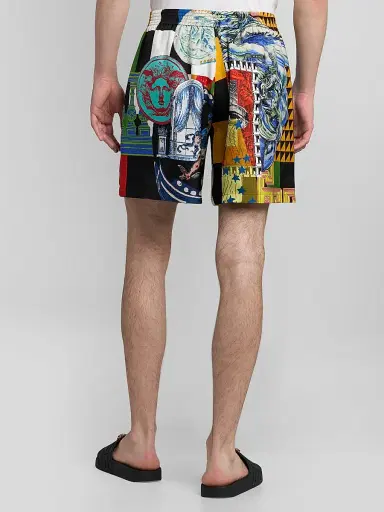 Versace Men's Medusa Collage Silk Twill Shorts | Thumbnail 3 Versace Men's Medusa Collage Silk Twill Shorts | Thumbnail 3