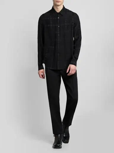 Versace Men's Vintage Medusa Silk Crepe Jacquard Shirt - Black | Thumbnail 2 Versace Men's Vintage Medusa Silk Crepe Jacquard Shirt - Black | Thumbnail 2