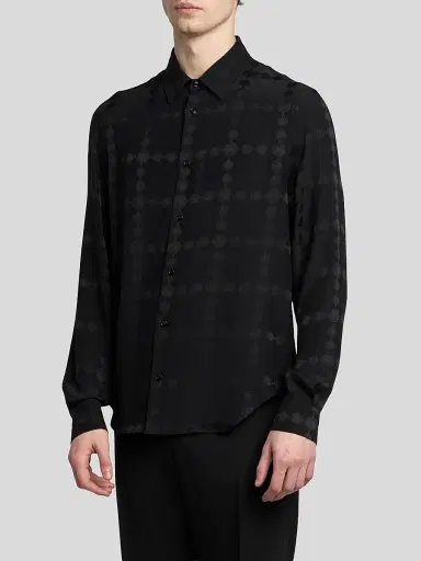 Versace Men's Vintage Medusa Silk Crepe Jacquard Shirt - Black | Thumbnail 4 Versace Men's Vintage Medusa Silk Crepe Jacquard Shirt - Black | Thumbnail 4